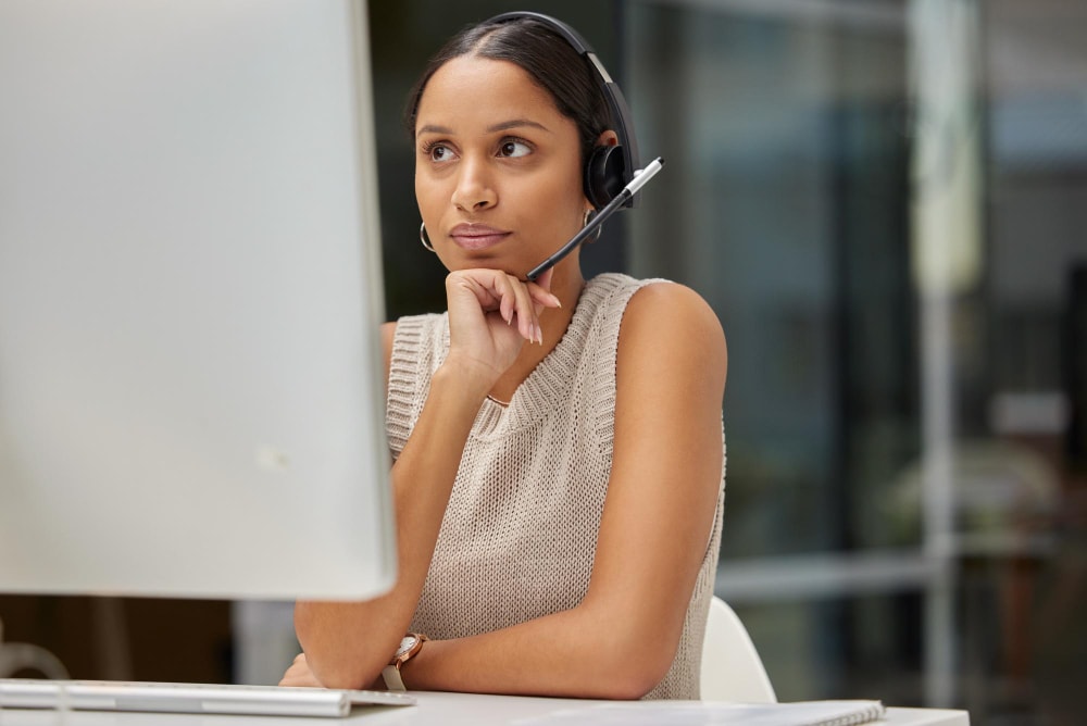 A woman managing customer interactions during business hours.